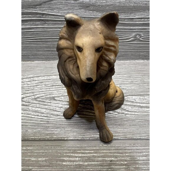Brown Collie Dog Ceramic Figurine Vintage Retro 4” Figure - Picture 1 of 4